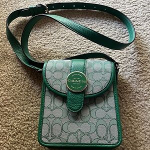Coach North/South Lonnie Crossbody in Signature Jacquard, Green